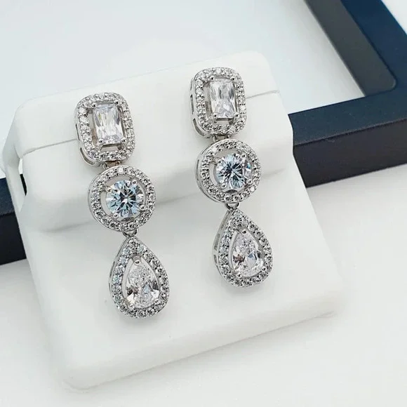 "925 Sterling Silver Cubic Zircon Earrings, UU1P7A7024 - Picture 3 of 11